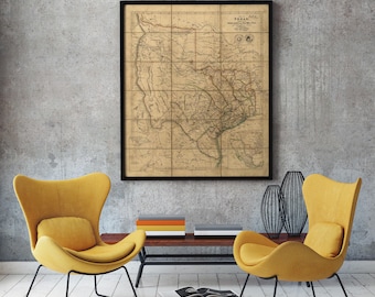 Antique Texas Map Print, Vintage 1841, Historical Wall Art