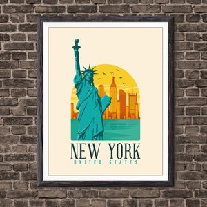 New York Art Print, Wall Art Prints, Home Decor, Office Art American Travel Poster, Gift for, Anniversary Wedding Gift