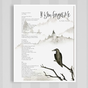 Pablo Neruda poetry art print quote Bedroom decor