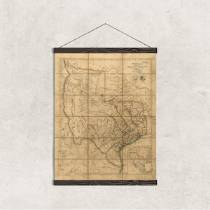 Texas Vintage Canvas Map + Magnetic Framed Art