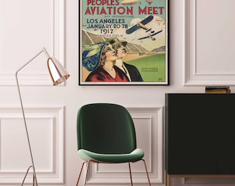 Vintage Aviation Meet Poster – Art Deco Airplane Wall Art