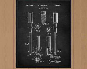Phillips Screwdriver Patent Art Print, Tool Poster, Garage Decor