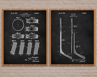 Hockeyschläger Patent Kunstdruck, Puck Blueprint