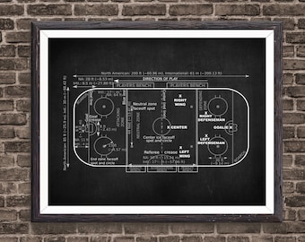Vintage Ice Hockey Rink Patent Print for Hockey Player, Unique Gift For Hockey Fan