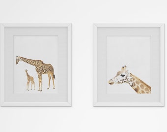 Girafe crèche de l’Art, peinture à l’aquarelle, ensemble de 2, décor de crèche, crèche de l’art, chambre de bébé girafe, art mural chambre d’enfant, copie de girafe, chambre d’enfant