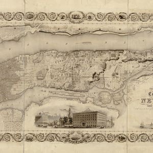 Kaart van New York, Manhattan kaart, Vintage kaarten, oude new york kaart, new york vintage kaart, oude kaart van new york, manhattan kaart, vintage new york