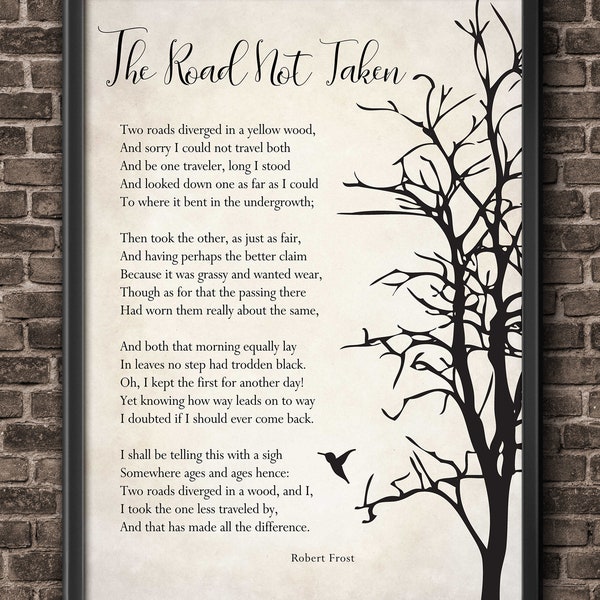 Robert Frost Poem Art Print The Road Not Taken Poem Poster minimalistische moderne kunst aan de muur