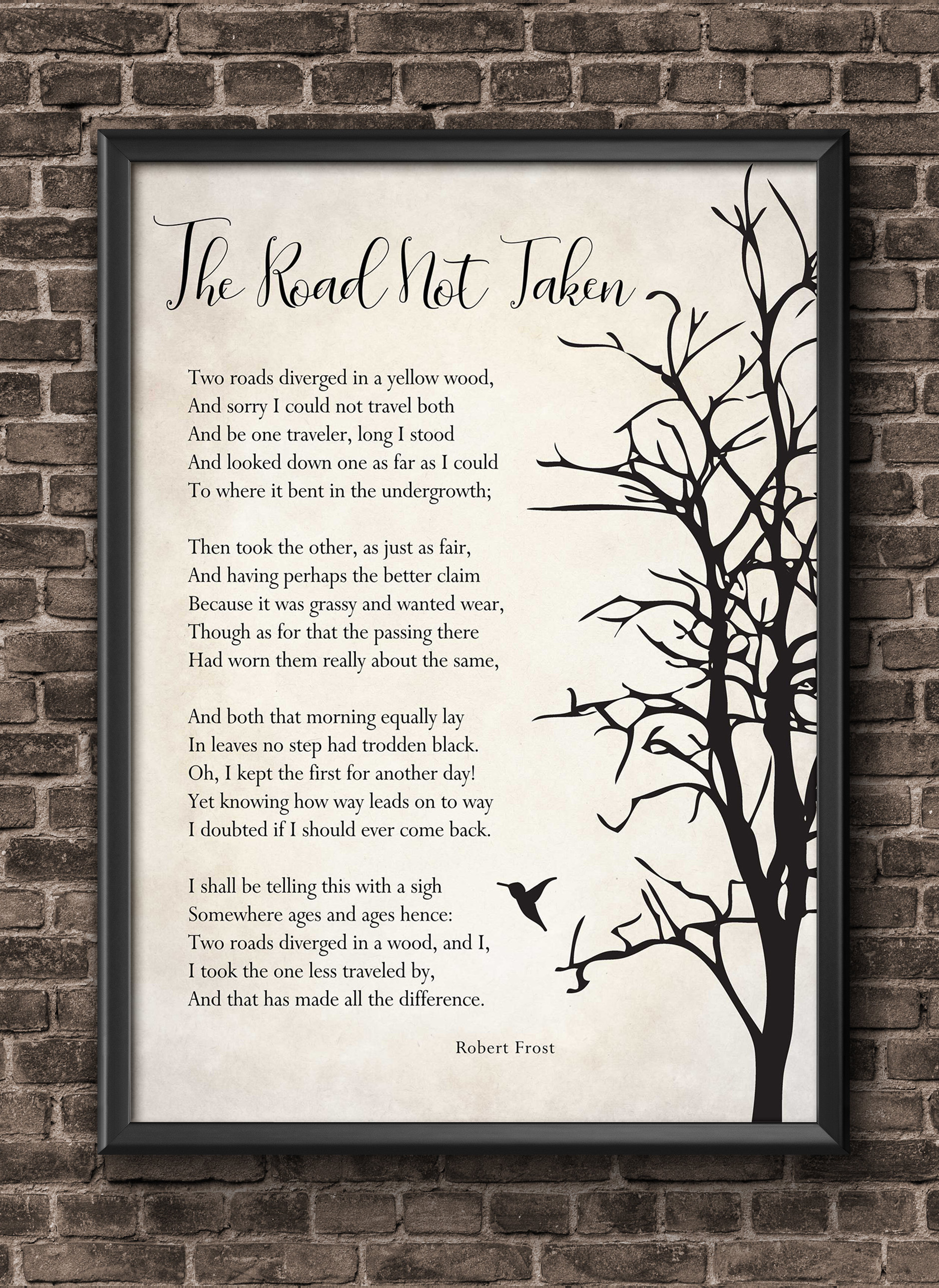 Robert Frost Poem Art Print The Road Not Taken Poem Poster minimalistische moderne Wandkunst
