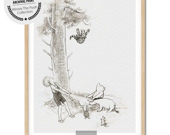 Pooh Classic Art Print, Winnie l'ourson ours impression d'affiche de style vintage classique