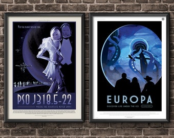 NASA Poster Wall Art Exoplanet Travel Posters Set of 2, Space Poster, Space Art, Nasa Art, Nasa Space Poster, Home Decor