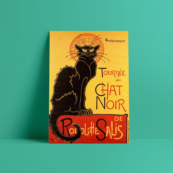 Le Chat Noir, chat noir, théophile steinlen, le chat noir charme, chat noir affiche, chat noir print, chat noir chat noir chat, chat steinlen chat