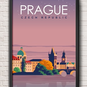 Prague Wall Art Print, Poster, Prague skyline, Travel Wall art, Czech Republic, Travel Decor, City Poster, Gift, Home Decor