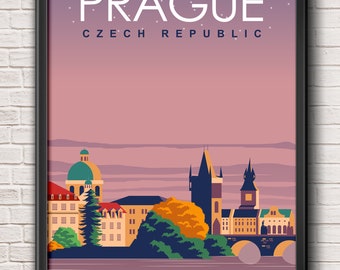 Prague Wall Art Print, Poster, Prague skyline, Travel Wall art, Czech Republic, Travel Decor, City Poster, Gift, Home Decor
