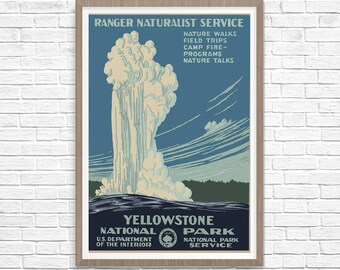 Yellowstone National Park Retro Wall Art Climbing Travel Outdoorsy Gifts for Grandpa