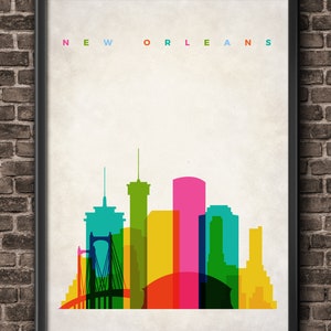 New Orleans Wall Art Home Decor, new orleans skyline art, new orleans poster, new orleans wall art