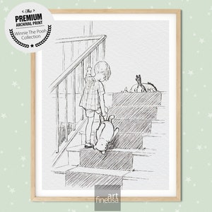 Pooh Classic Nursery Art Print, Winnie the pooh bear classic vintage style poster print