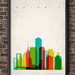 Detroit Home Decor Wall Art, detroit skyline, detroit poster, detroit wall art