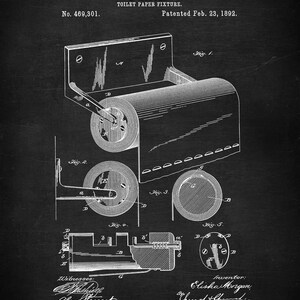 Toilet Paper Fixture Patent Art Print, Bathroom Decor - Etsy
