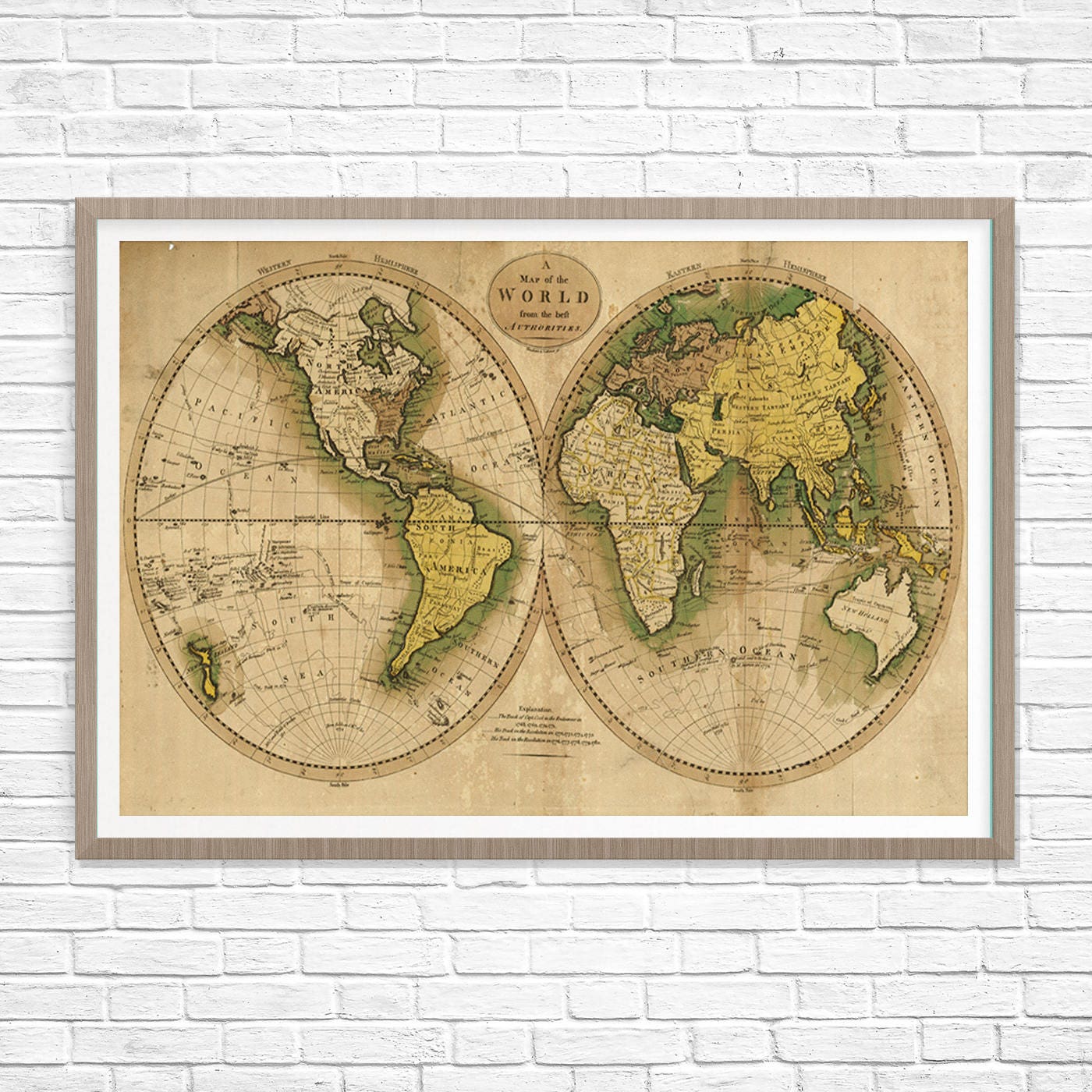 Vintage wereldkaart wereldkaart 1795 historische kaart | Etsy