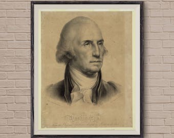 George Washington, Lithograph, Vintage Print, Vintage Poster, Old Poster, 1827 Photo Washington, vintage wall art