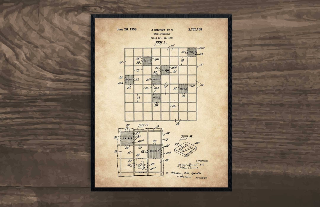 Scrabble Scrabble Patent Print Art 1956, Scrabble Player, Scrabble Art ...