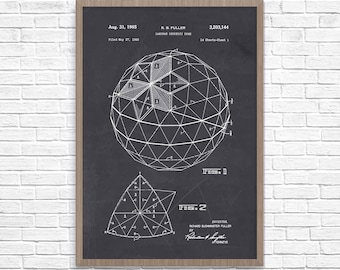 Geodesic Dome Patent Print, Buckminster Fuller Architecture Art