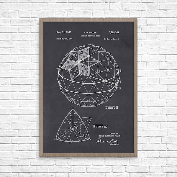 Buckminster Fuller, Buckminster Fuller, Geodesic Dome Patent, Architecture Poster, Architecture Wall Art, Buckminster Fuller Art, Dome