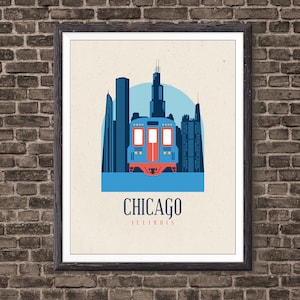 Chicago Print, Cityscape Posters Prints, Home Wall Decor, Art illustration Poster Skyline Wall Art, Office Nursery Prints