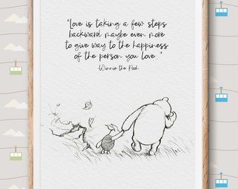 Winnie the Pooh Print Quotes, ourson ourson classique vintage impression affiche de style - grande aventure