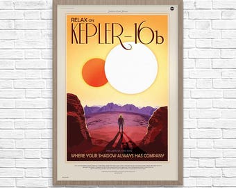 Kepler-16b - NASA Space Travel Poster Print - Satin Paper - A4 A3