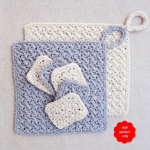 Crochet washcloth - facecloth - spa cloth - dishcloth - PDF pattern - UK & US terms