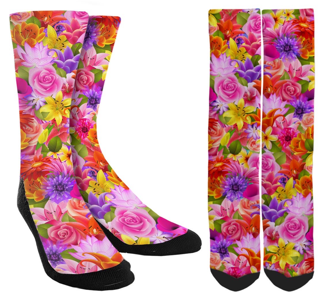 Flower Socks Flower Lovers Girls Cute Socks Girls Cute Etsy