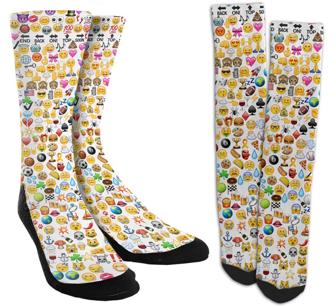 Emoji Crew Socks Emoji Socks Novelty Socks Funny Socks Etsy