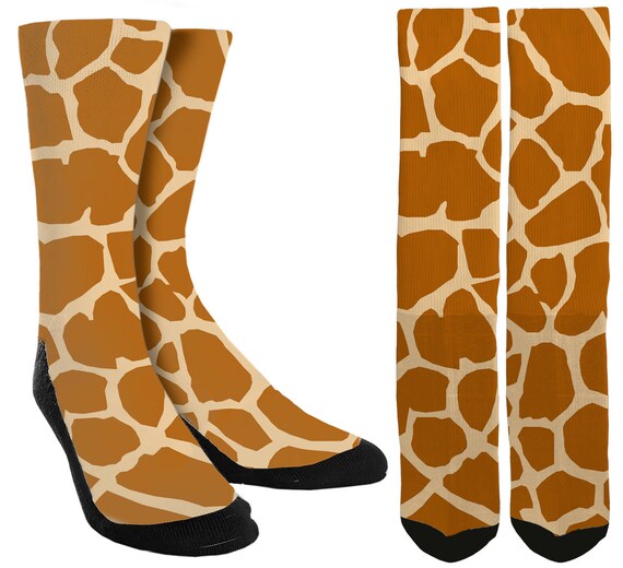 Giraffe Print Socks Giraffe Gifts Giraffe Socks Crew Etsy