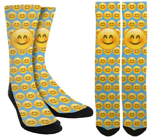 Happy Emoji Crew Socks Happy Emoji Socks Novelty Socks Etsy