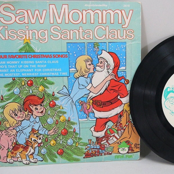 Vintage I Saw Mommy Kissing Santa Claus Christmas Single 45 Vinyl Peter Pan Records George Peed