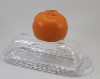 Vintage Clear Glass Butter Dish 2 Piece