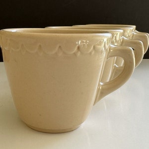 4 Vintage Syracuse China Tan Coffee Cups Restaurant Diner Ware Embossed 1950s Mid Century