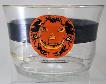 Cubitera estilo Beistle vintage de mediados de siglo para Halloween, modificada con calcomanía, reciclada, de 4 pulgadas, de la década de 1950.
