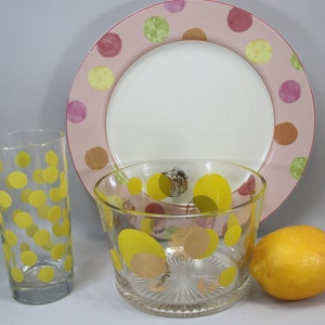 MCM Ice Bucket Eclipse Dots Russel Wright, Bartlett Collins, American Modernism, Polka Dots Dinner Plate, Bar Glass Tumbler