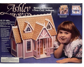 DIY KIT Fast Dura Craft, Ashley Wooden Dollhouse Model AH130 Mansions in Miniature Country Dream Collection 1992 Table Top Size Doll House