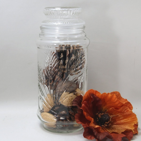 Mr Peanut Planters Wheat Sheaves Stalks Canister Apothecary Jar 1980s, Thanksgiving Table Autumn