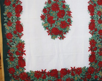古董圣诞一品红玫瑰绿化花卉假日桌布