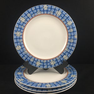 6 Vintage Debbie Mumm Snowflakes Christmas Dinner Plates