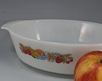 Vintage Fireking Fruit Casserole Strawberry Cherry