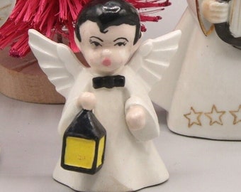 Vintage Angel Boy with Lantern Christmas Small Figurine Mid Century