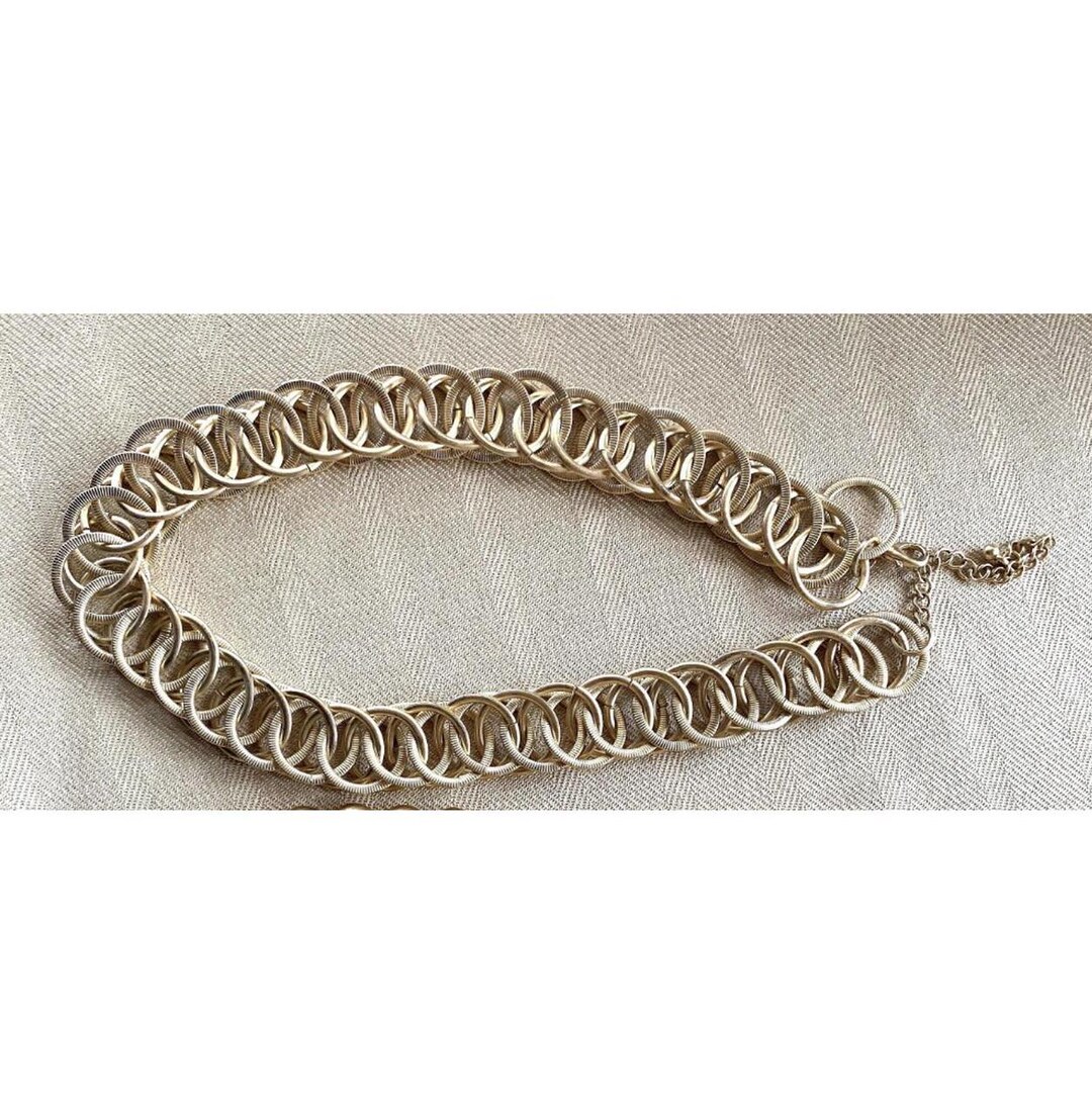 Vintage 20 Inch Choker Goldtone Interlocking Rings Collar Necklace Gold ...