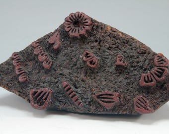 Vintage Hand Carved Tjaps Wood Textile Stamp Indonesian Batik 3.5 x 7