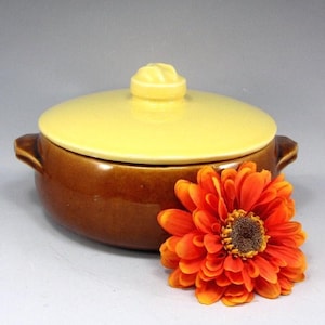 Vintage McCoy Casserole with Lid, Brown Yellow