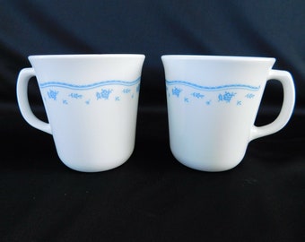 4 Vintage Morning Blue Corelle Cups Corning Mugs